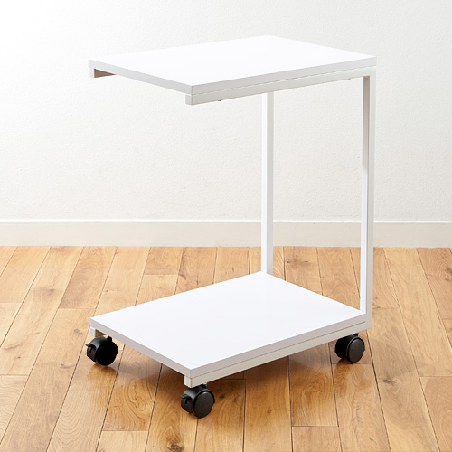 サイドテーブル（コの字型・ホワイト）100-DESK063Wの販売商品 |通販