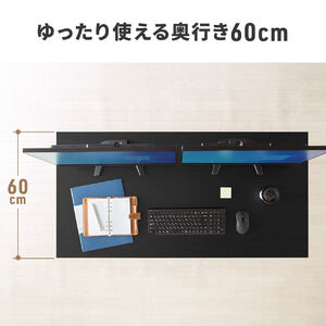 サンワダイレクト シンプルワークデスク ブラック 幅160cm×奥行60cm サンワダイレクト パソコンデスク 幅160×奥行60cm モニターアーム対応