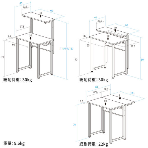 p\RfXN 3WAYp\RbN Tue[ut 60cm s40cm ω׏d30kg RpNg ItBX c [NfXN zCg 100-DESKF060W