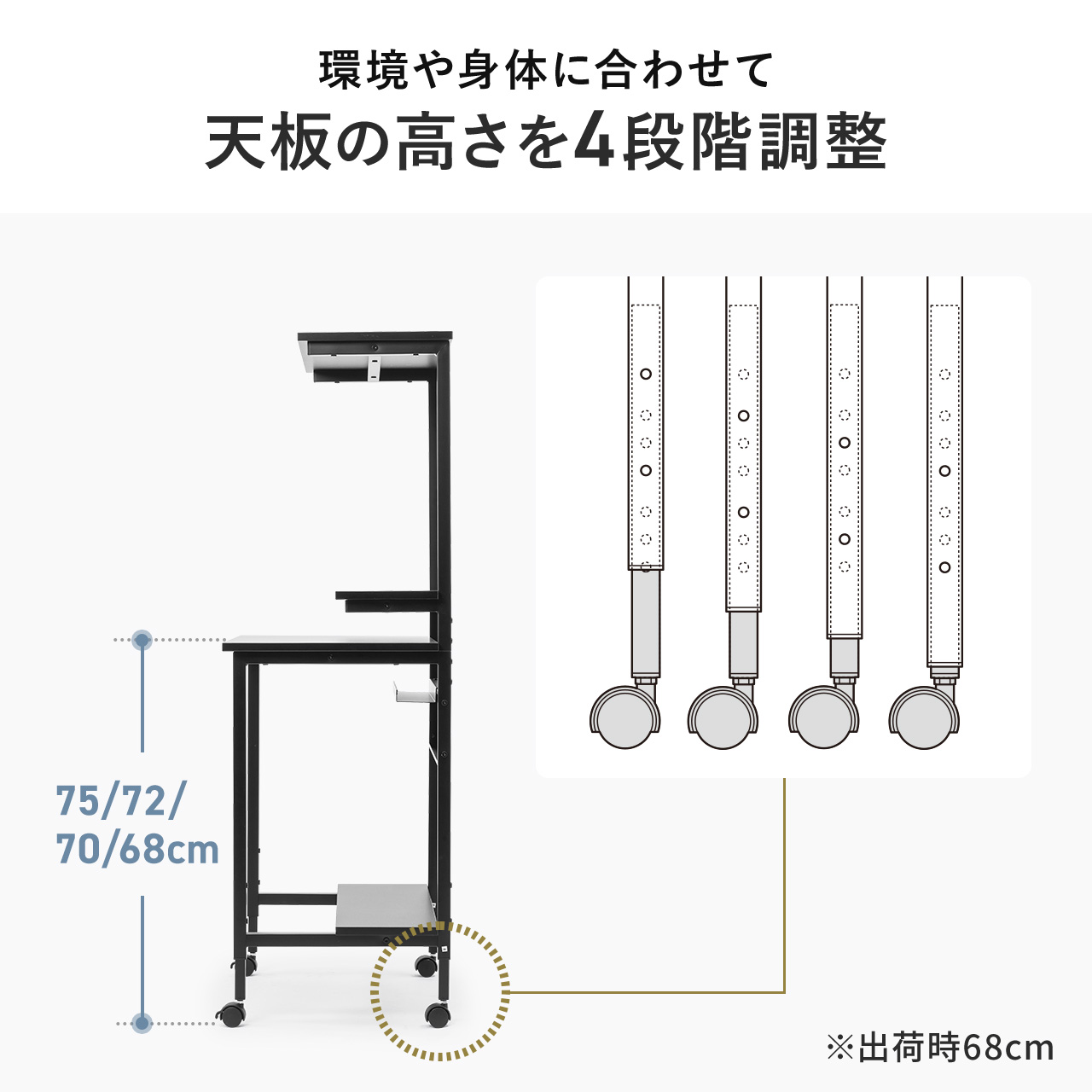 p\RfXN p\RbN [NfXN RpNg I3 [ VvfXN ItBX c LX^[t 60cm ω׏dő46kg Tue[ut ubN 100-DESKF061BK