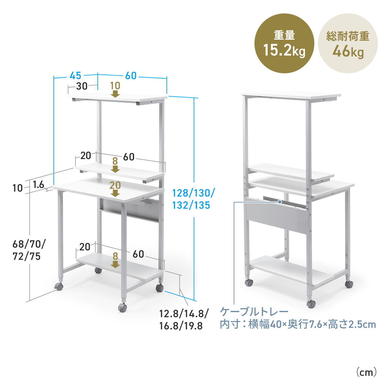 p\RfXN p\RbN [NfXN RpNg I3 [ VvfXN ItBX c LX^[t 60cm ω׏dő46kg Tue[ut zCg 100-DESKF061W