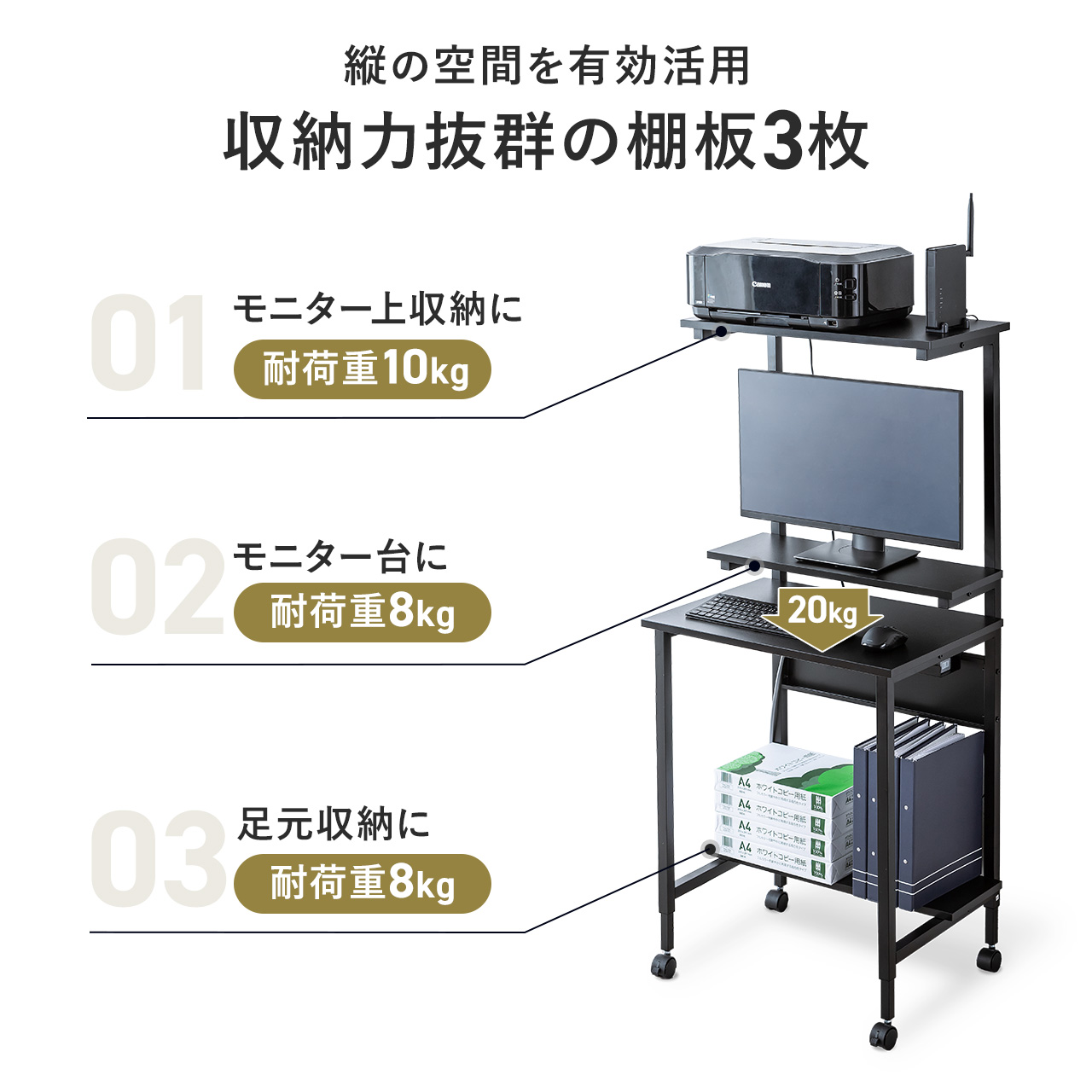 p\RfXN p\RbN [NfXN RpNg I3 [ VvfXN ItBX c LX^[t 60cm ω׏dő46kg Tue[ut zCg 100-DESKF061W