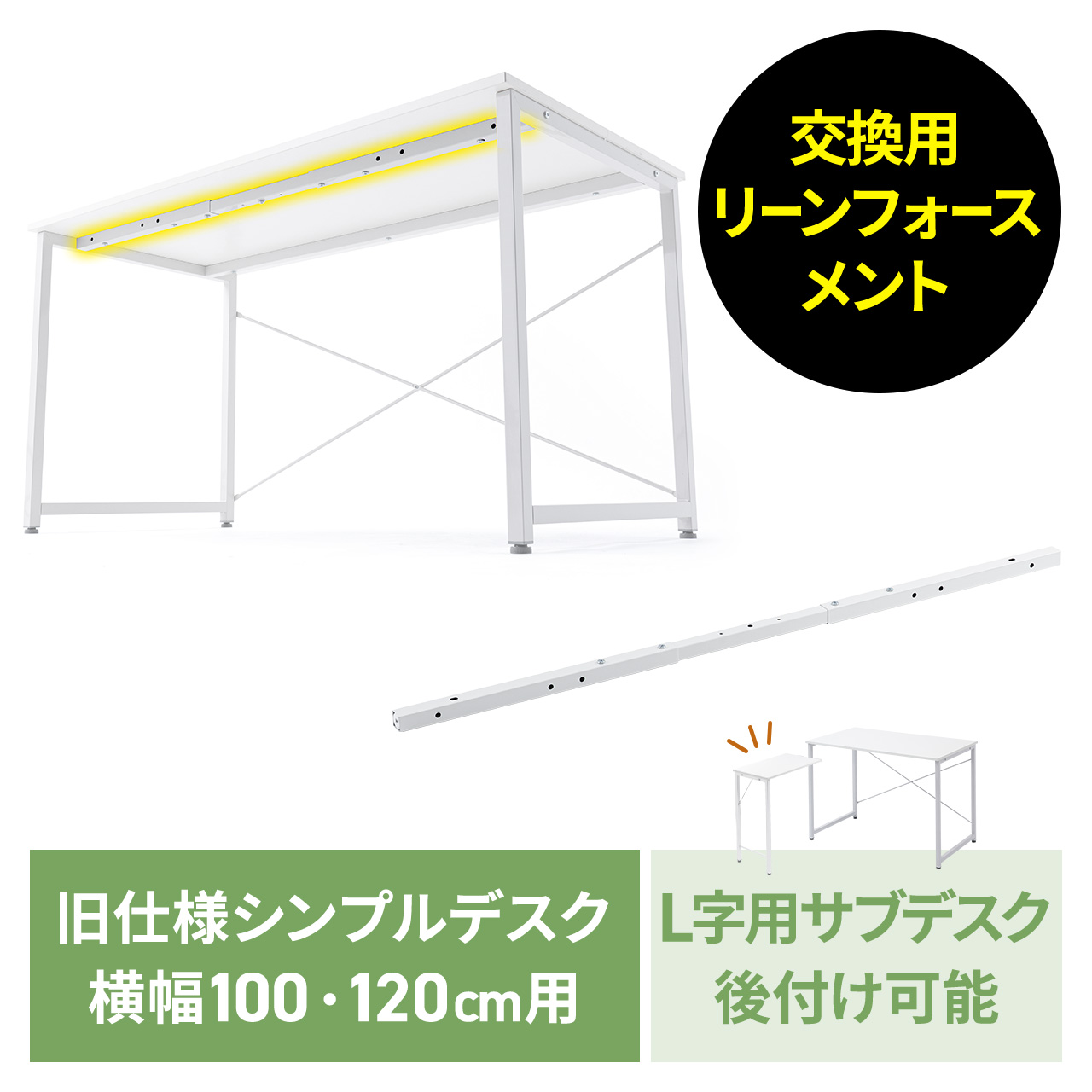 �����p���[���t�H�[�X�����g �V���v���f�X�N��p �f�X�N��100/120cm�Ή� �z���C�g