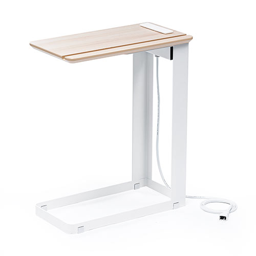 ソファーサイドテーブル ベットサイドテーブル コンセント USB充電 スマホスタンド ライト木目 スリム 100-DESKH057LM