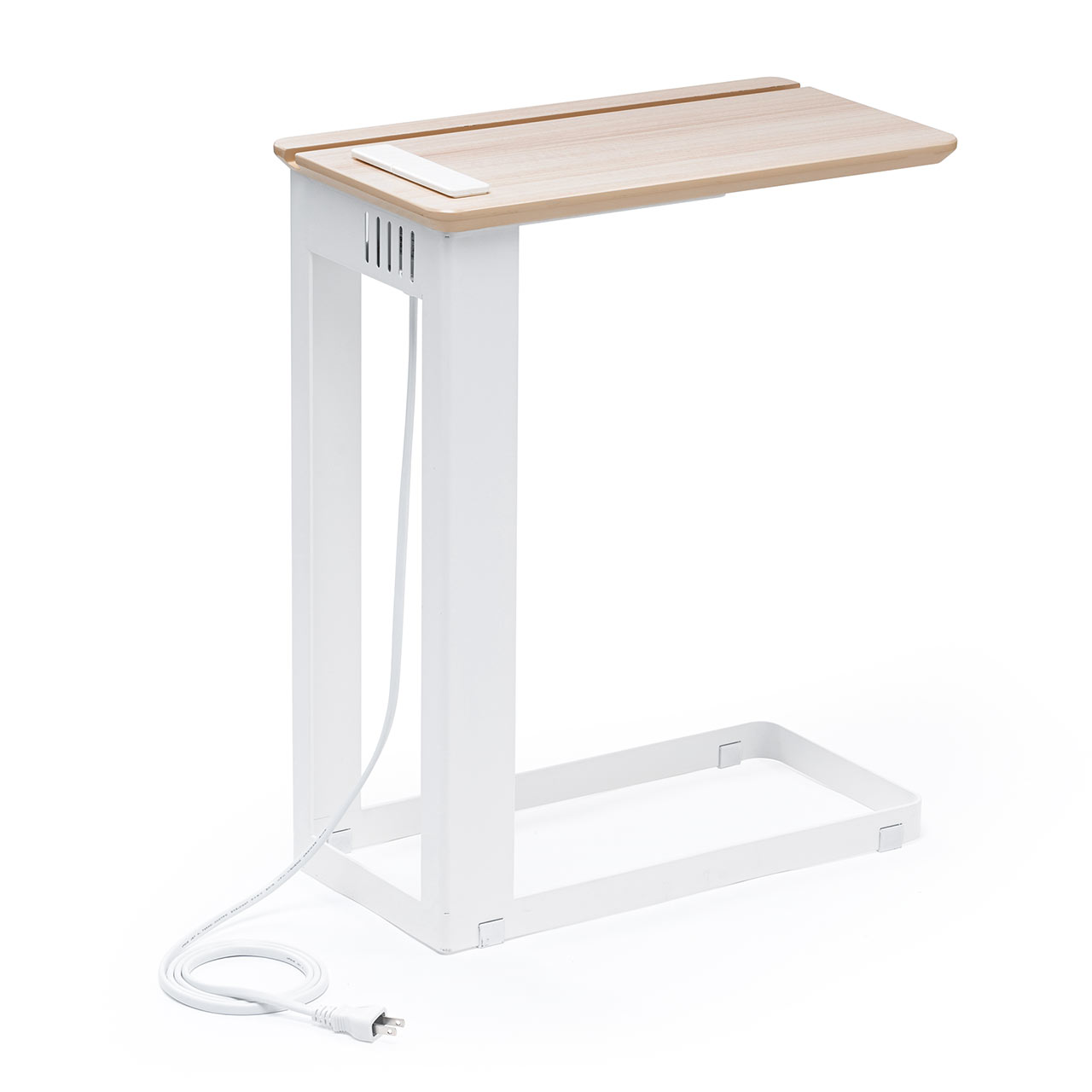 ソファーサイドテーブル ベットサイドテーブル コンセント USB充電 スマホスタンド ライト木目 スリム 100-DESKH057LM