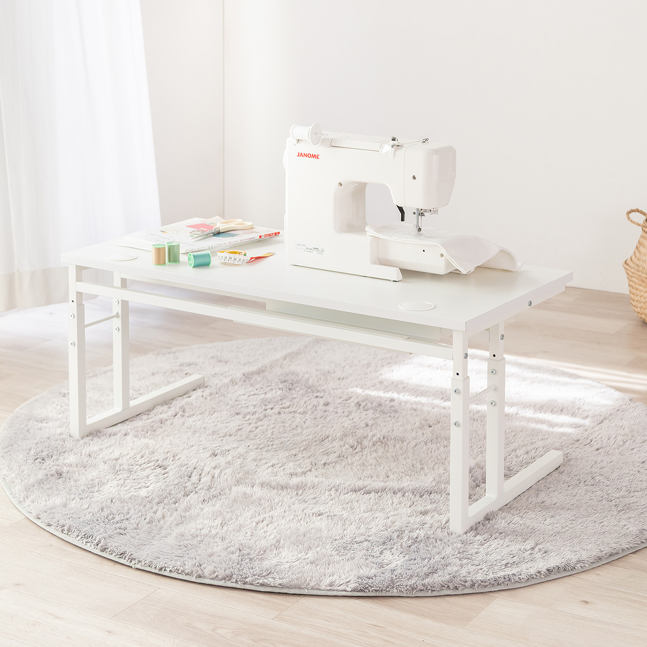 ���[�f�X�N �p�\�R���f�X�N �������� ����38cm�`58cm 6�i�K�� ��90cm ���s45cm �P�[�u���z���� �^�b�v�� �Q�[�~���O �׋��� �z���C�g