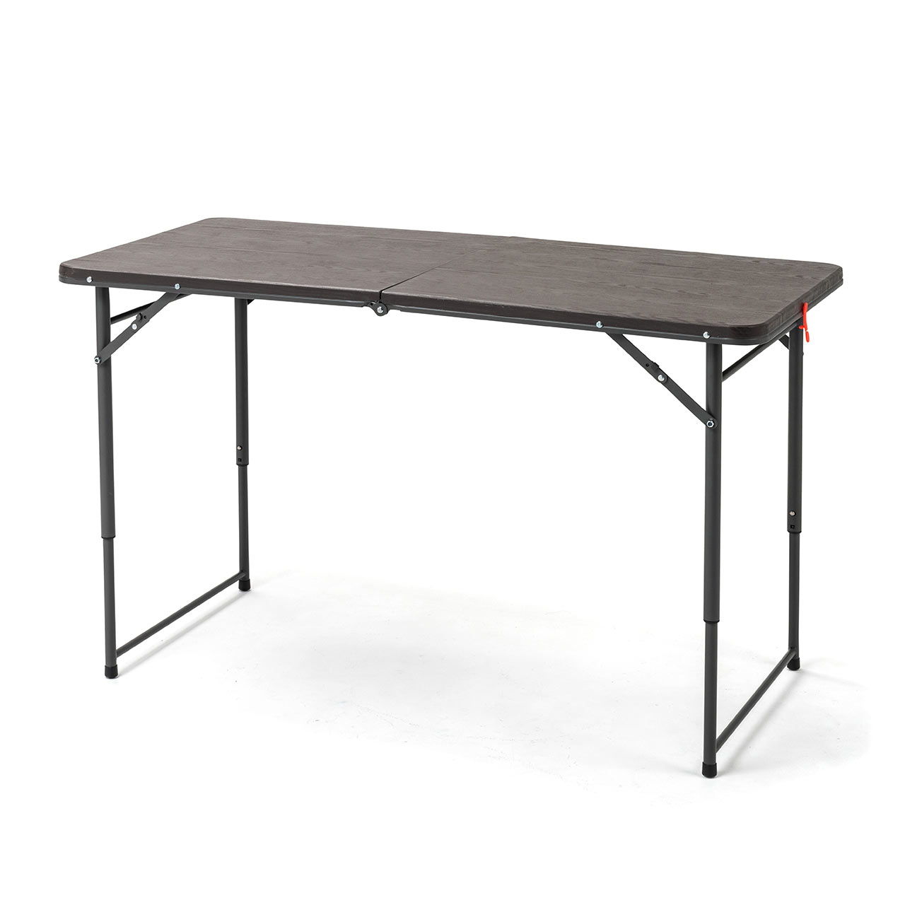 会議テーブル 折りたたみテーブル 省スペース W122cm D60cm 樹脂天板 高さ変更 簡単組立 持ち運び 取っ手付き ブラウン 100-FD014M