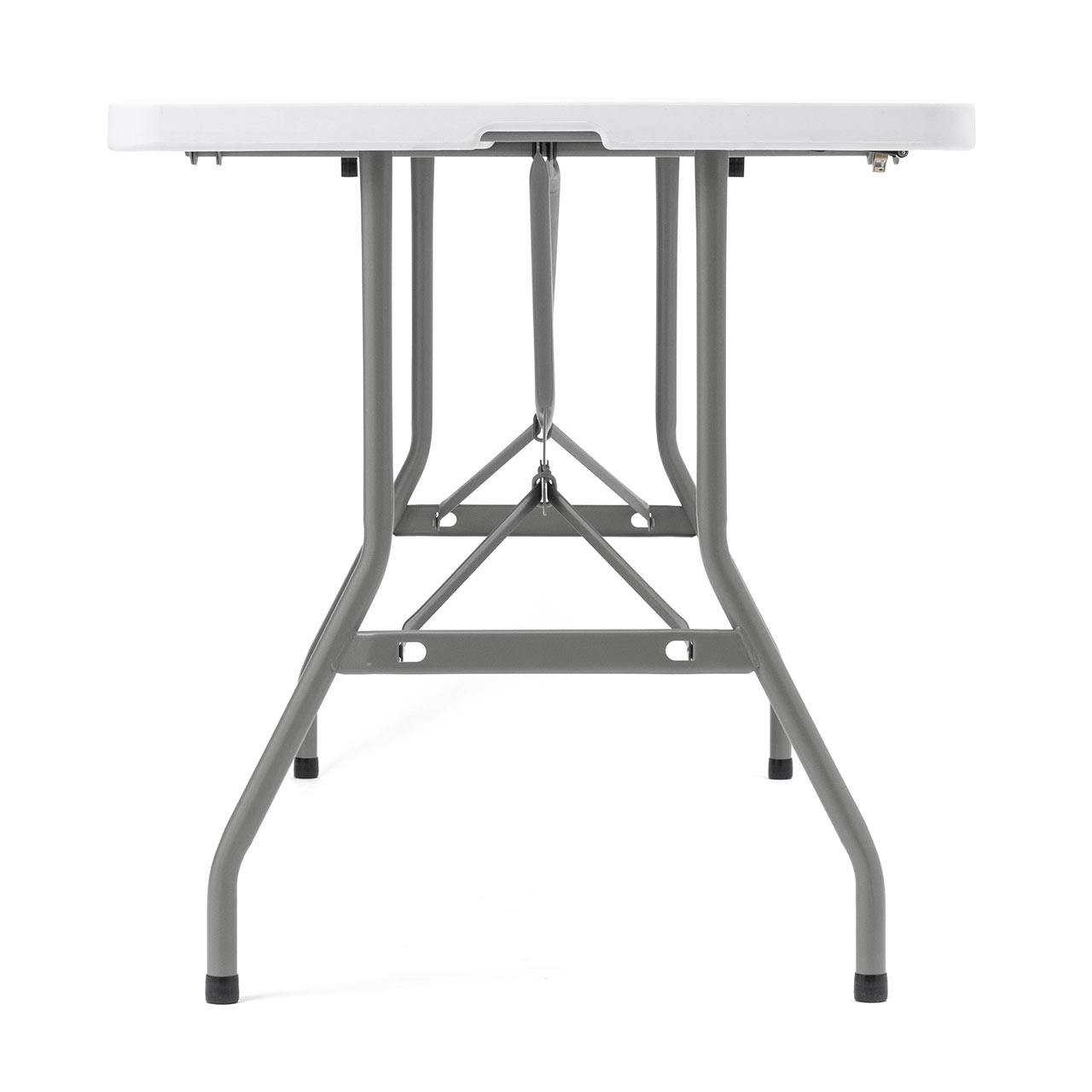 折りたたみテーブル 省スペース W1520mm D710mm 樹脂天板 作業台 簡単組立 持ち運び 取っ手付き 軽量 ホワイト 選挙グッズ 100-FD021W