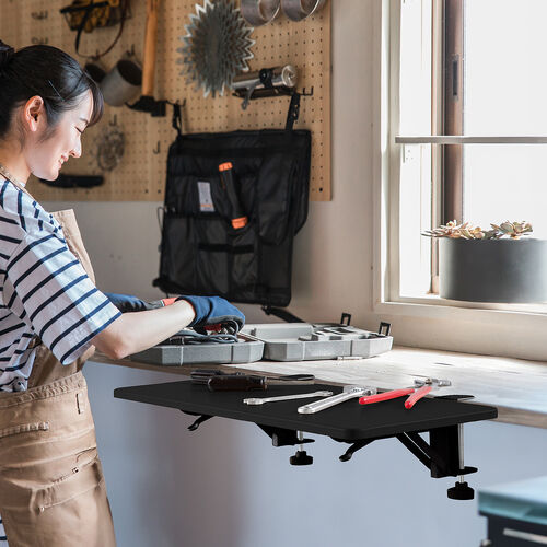 �f�X�N�G�N�X�e���_�[ �� �V�g�� ��t �܂肽���� �e�[�u���g�� �N�����v�Œ� �L�[�{�[�h�g���[ ��55cm ���s25cm �u���b�N