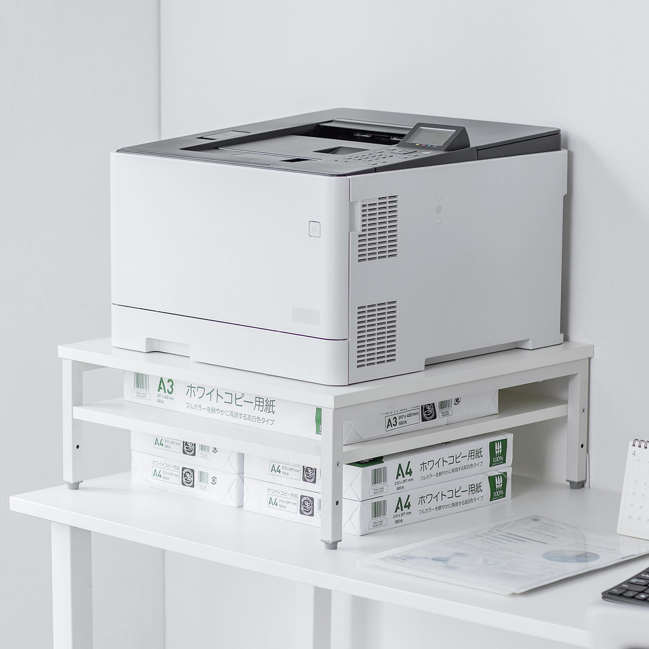 �v�����^�� ��� ���[�U�[�v�����^�[�ݒu �N�����v�Œ� �I�t�B�X �R���p�N�g2�i �ω׏d50kg 52�~52cm �z���C�g