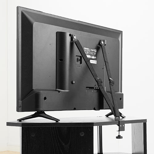 テレビ転倒防止ベルト（VESA設置・クランプ・壁固定対応） 100-PL023