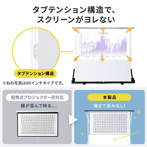 プロジェクタースクリーン 100インチ 自立式 超短焦点対応 床