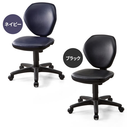 オフィスチェア 事務椅子 ビニールレザー張り ワークチェア ブラック ロッキング コンパクト 100-SNC025VBK