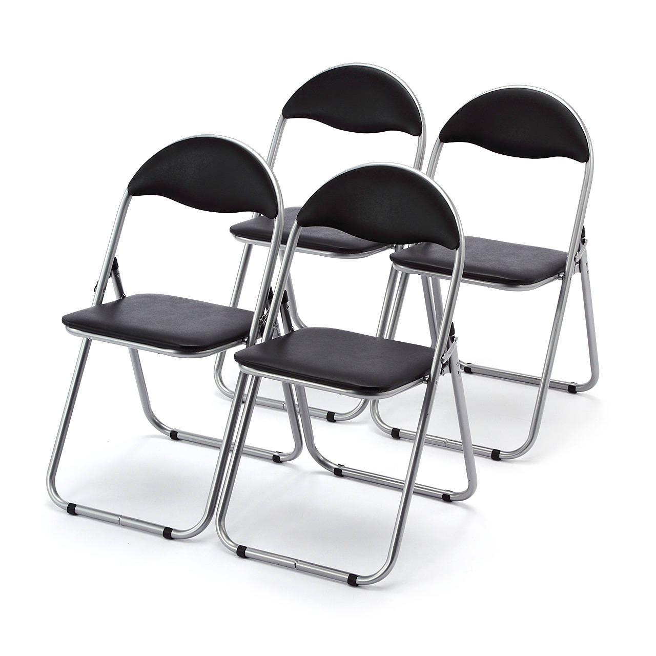 折りたたみイス・パイプ椅子（4脚・ブラック）100-SNC037BKの販売商品