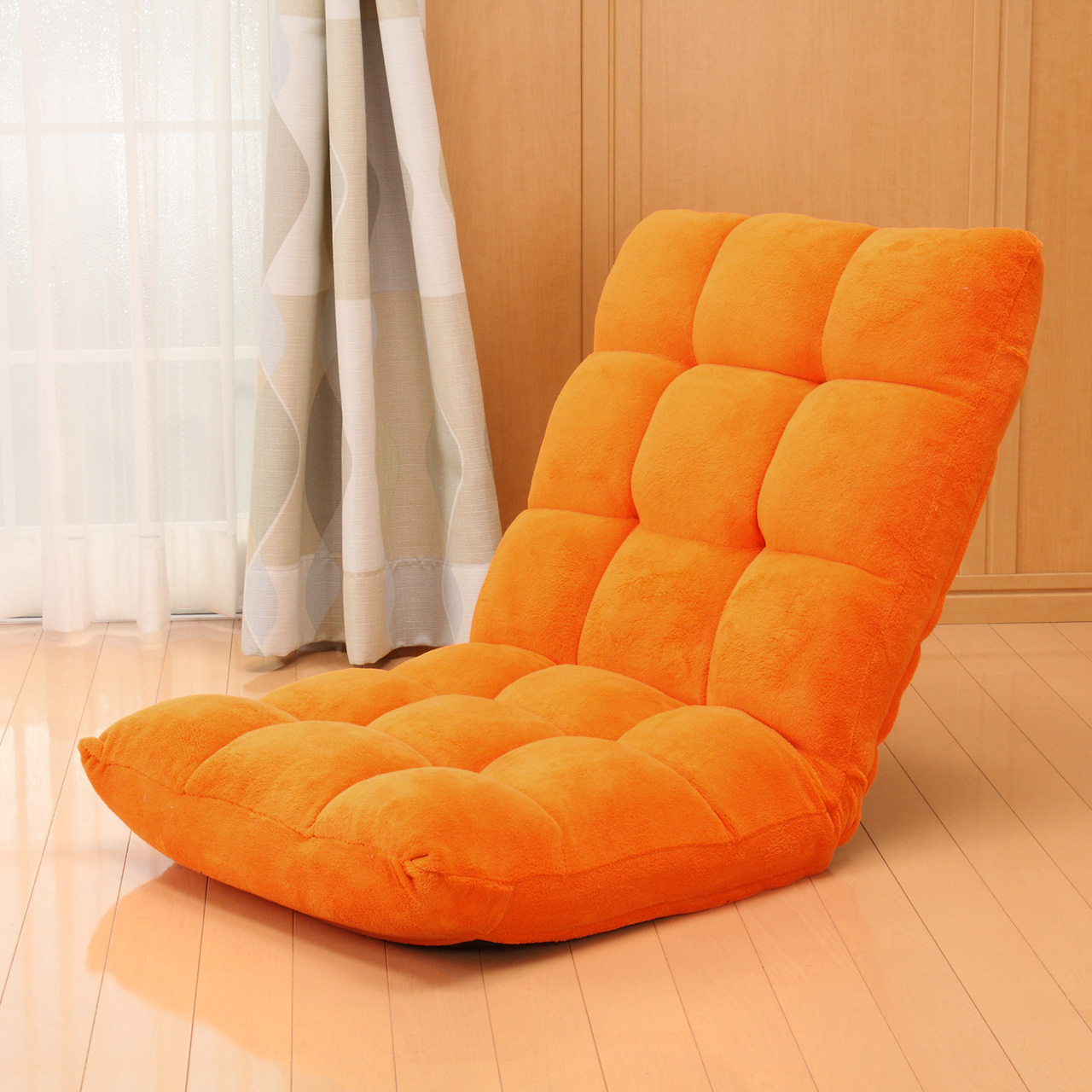 ふあふあフロアチェア（幅50cm・低反発ウレタン座椅子・42段階調整・オレンジ） 100-SNC041D