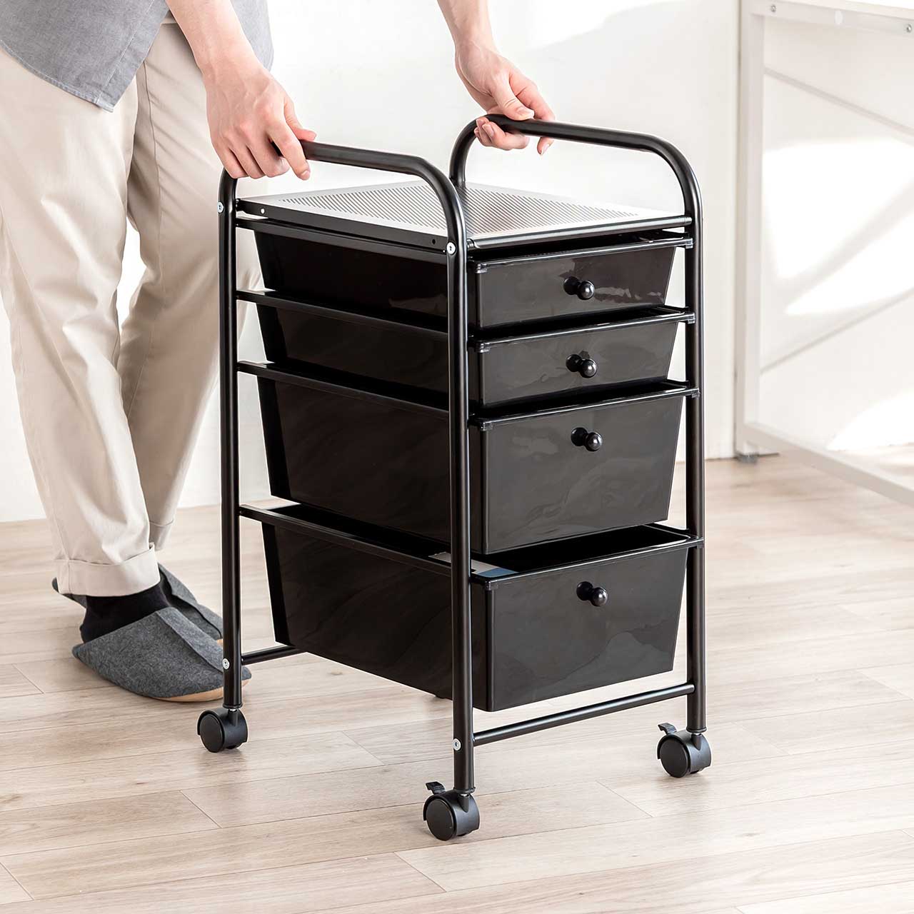 �f�X�N���S�� �����g���[ 4�i �L���r�l�b�g �L���X�^�[�t�� �T�C�h���S�� A4�T�C�Y�Ή� �u���b�N