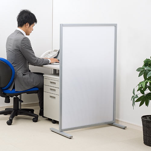 オフィス用パーテーション（2枚セット・自立式・半透明・W800×H1200 