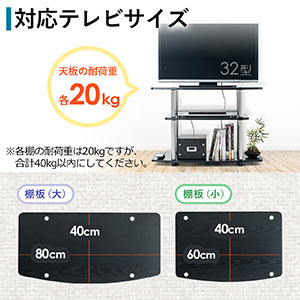 テレビ台（コーナー・総耐荷重40㎏・黒・木目調・工具不要・24型・32型