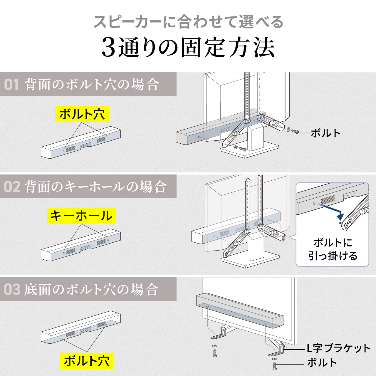 �T�E���h�o�[�X�^���h VESA�}�E���g 75�`600mm �X�s�[�J�[�X�^���h �ėp ���t������ �ω׏d 5kg �㉺�Ή� �e���r�X�^���h���p�\