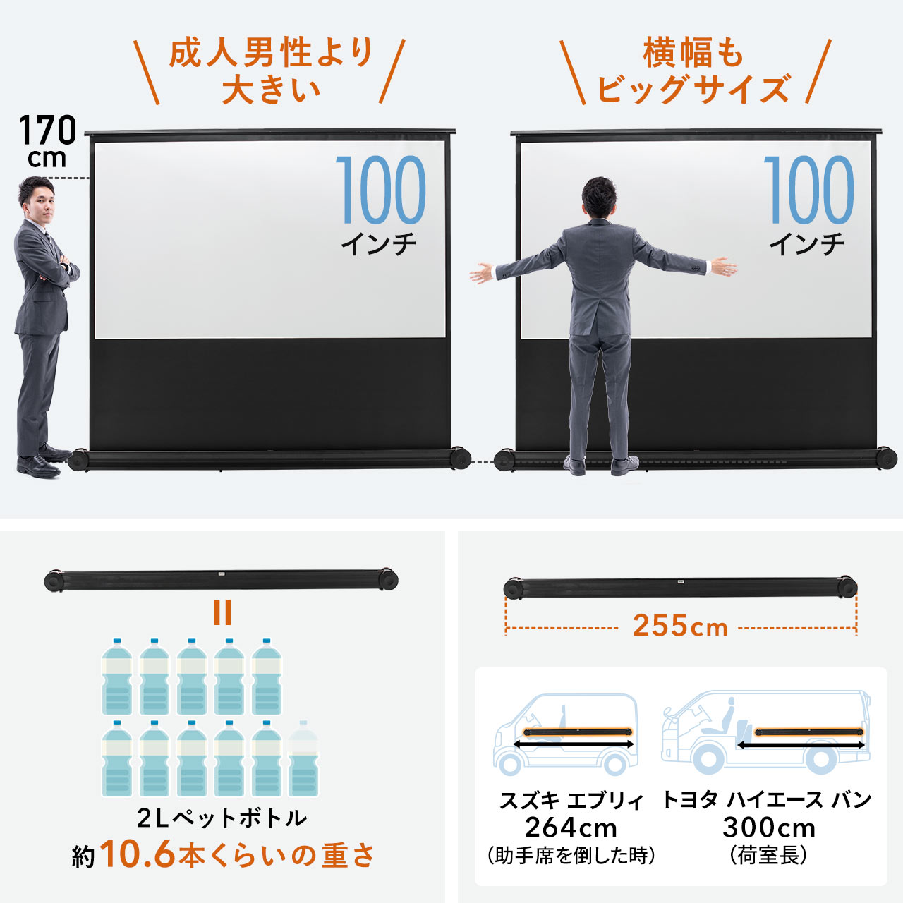 プロジェクタースクリーン 100インチ 16：9 自立 パンタグラフ式 