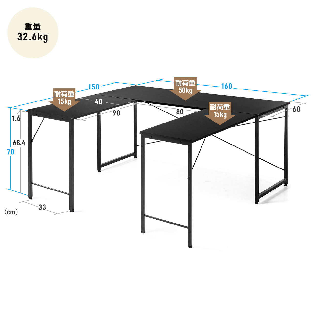 �R�̎��f�X�N �V���v���f�X�N3 DTM�f�X�N ��160cm ���s150cm �z���C�g ���j�^�A�[���Ή�