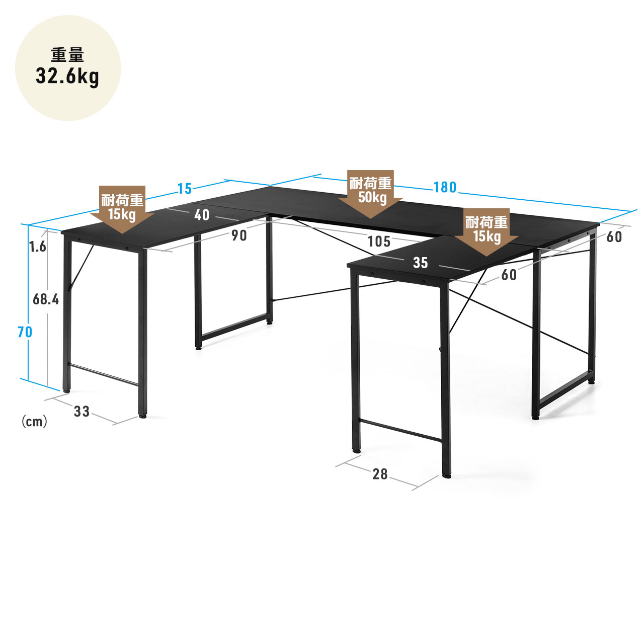 �R�̎��f�X�N �V���v���f�X�N3 DTM�f�X�N ��180cm ���s150cm ���C�g�u���E�� ���j�^�A�[���Ή�