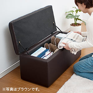 収納スツール（ワイド・黒色）150-SNCBOX2BKの販売商品 |通販なら