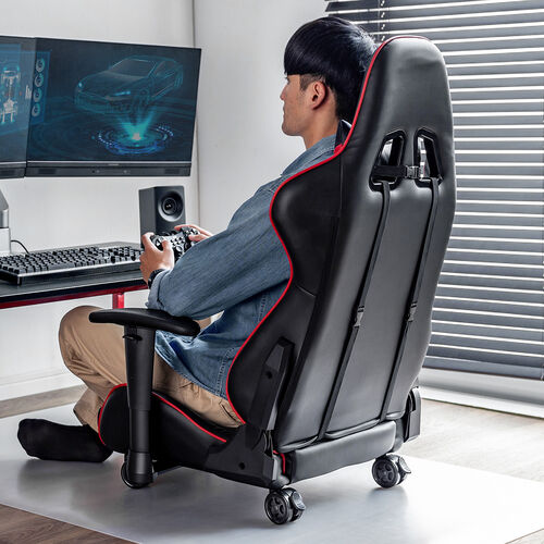 ゲーミングチェア リクライニング レザー キャスター付 腰痛防止 椅子