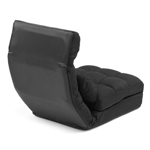 座椅子 座椅子ソファー ソファー ソファベッド 一人掛け シングル フロアチェア クッション付き リクライニング 14段階角度調節 ブラック 150-SNCF16BK