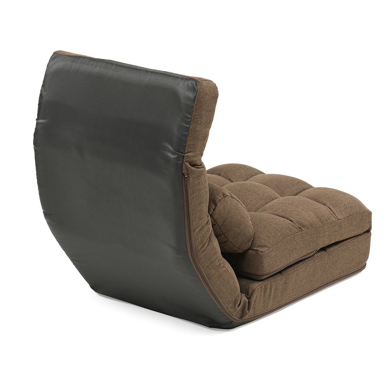 座椅子 座椅子ソファー ソファー ソファベッド 一人掛け シングル フロアチェア クッション付き リクライニング 14段階角度調節 ブラウン 150-SNCF16BR