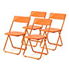 折りたたみ椅子（おしゃれ・フォールディングチェア・スタッキング可能・SLIM・4脚セット・オレンジ）