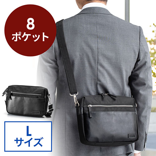 ミニショルダーバッグ 斜めがけバッグ 合皮 タブレット収納 サコッシュ Lサイズ ブラック 0 Bag144bkの販売商品 通販ならサンワダイレクト