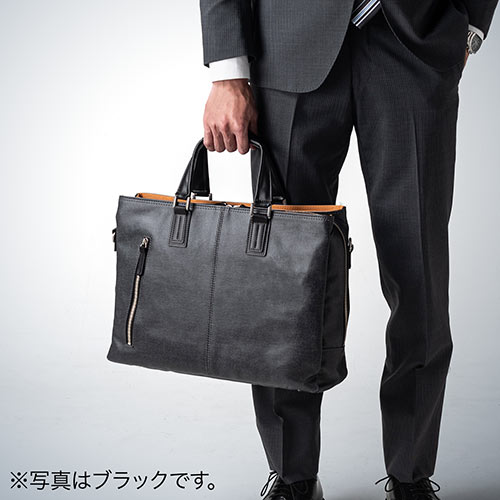岡山デニム ビジネスバッグ 3方ファスナー仕様 豊岡 日本製 ネイビー