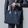 日本製ビジネスバッグ（豊岡縫製・国産素材鎧布使用・2WAY・高強度ナイロン使用・ダブル収納・三方ファスナー・ネイビー）