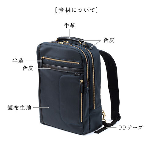 Bellerophon ビジネスリュック ダブルハンドル スクエア型 紺 公式】HARVEST LABEL ビジネスラインズ ビジネスバッグ メンズ 2WAY