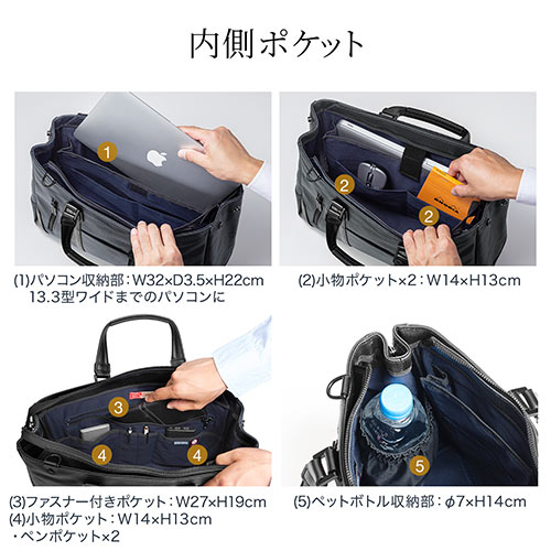 日本製ビジネスバッグ（ブリーフ・倉敷帆布・手持ち・ショルダー・A4対応・ネイビー）