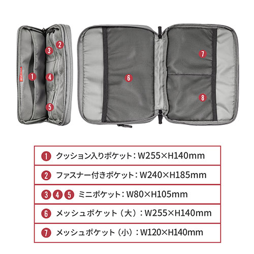 ガジェットポーチ 薄型 ガジェットケース B5サイズ モバイルバッテリーケース タブレットケース Nintendo Switchケース 収納 グレー
