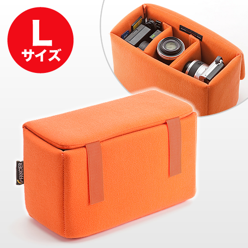 カメラインナーボックス Lサイズ オレンジ ソフトクッションケース 200 ...