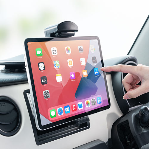 タブレット車載ホルダー ダッシュボード固定型 11インチ程度まで iPadなど各社タブレット対応 200-CAR010