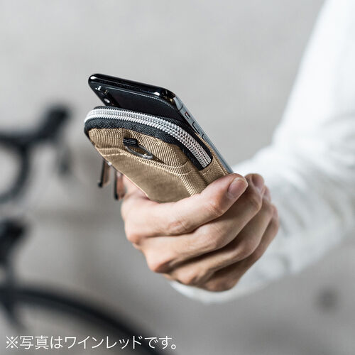 スマートキーケース 鍵 スマートキー 2個収納 カード2枚収納 外側ポケット キーリング付き ベージュ 200-CAR054BG