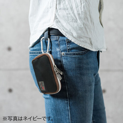 スマートキーケース 鍵 スマートキー 2個収納 カード2枚収納 外側ポケット キーリング付き ベージュ 200-CAR054BG