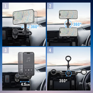 MagSafe対応車載ホルダー スマホホルダー 車 エアコン吹き出し口 360度調整 片手操作 磁気吸着  iPhone15/14/13/12シリーズ対応 メタルリング付属 200-CAR102の販売商品 | 通販ならサンワダイレクト