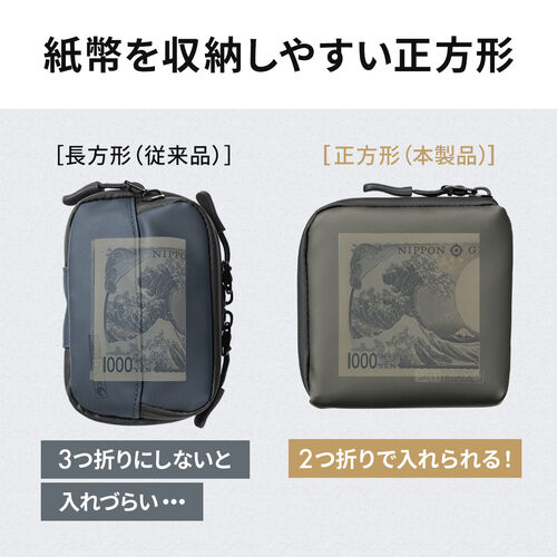 スマートキーケース L字ファスナー 正方形 スマートキー2個収納