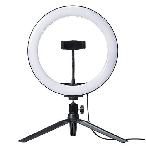 LEDリングライト スマホ WEBカメラ用 120灯 最大800ルーメン YouTube 自撮り向け 200-DGCAM019