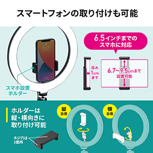 LEDリングライト 俯瞰撮影 スマホスタンド 120灯 最大800lm WEB 