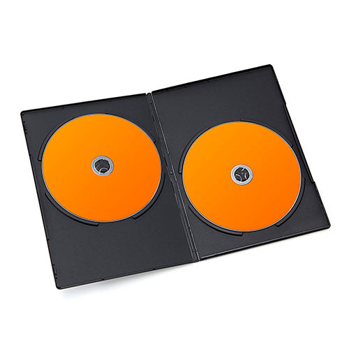DVDケース スリムタイプ（2枚収納・トールケース・50枚・7mm・ブラック） 200-FCD040BK