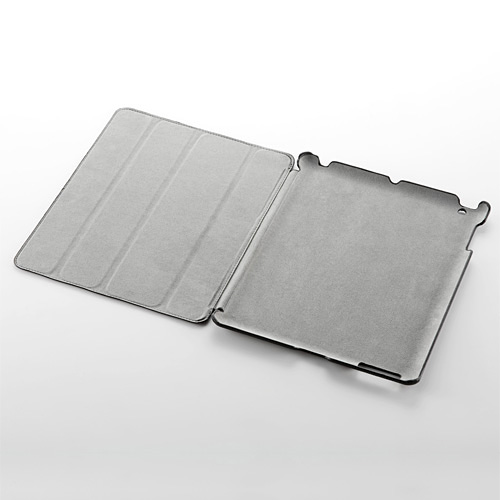 【わけあり在庫処分】 iPad2レザーケース（フラップ付・ブラック） 200-PDA038BK