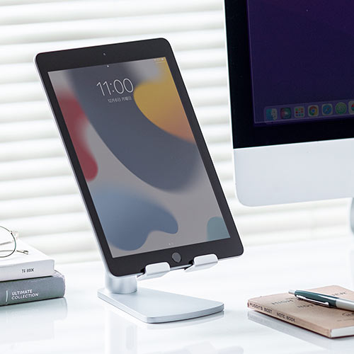 タブレットスタンド アルミ製 シルバー iPad モバイルモニタースタンド