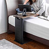 ソファサイド ベッドサイド テーブル コの字 USB充電器収納 天然木 スチール PC机 黒