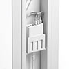 壁寄せ充電スタンド（ベットサイドテーブル・USB充電器収納タイプ・天然木・ホワイト）